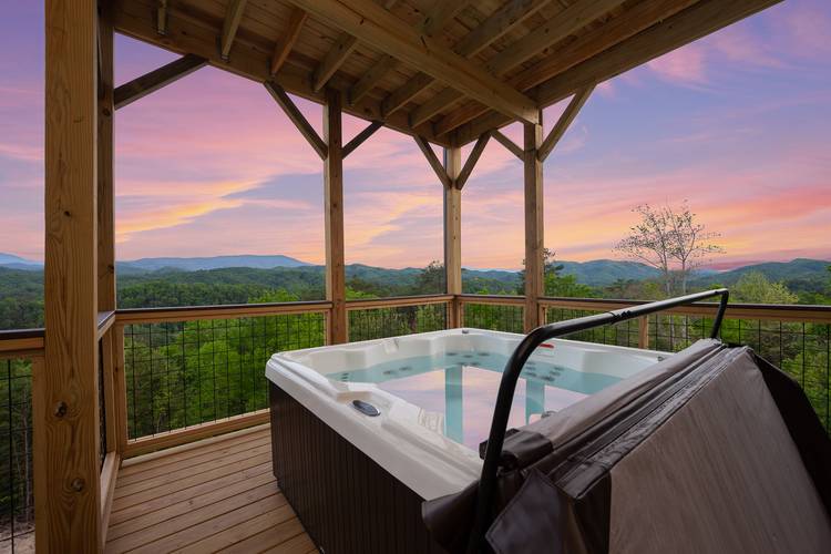 hot tub at sunset