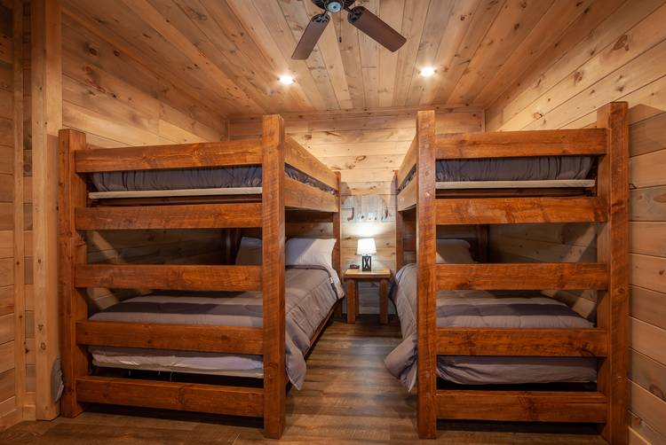 bunk beds in a small room